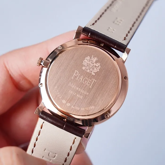 Top-tier watch Piaget men's white dial dragon and phoenix series leather strap watch side view
