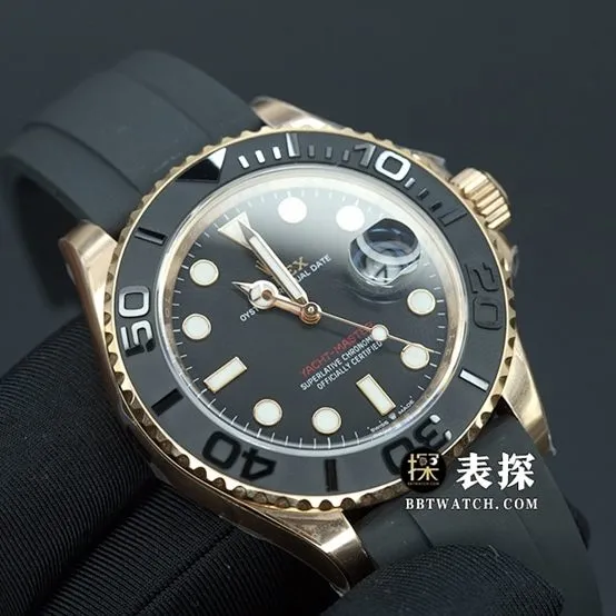 C Yacht-Master Rolex1:1replica watch lumeblack dial rubber model M226658-0001caseback live photo