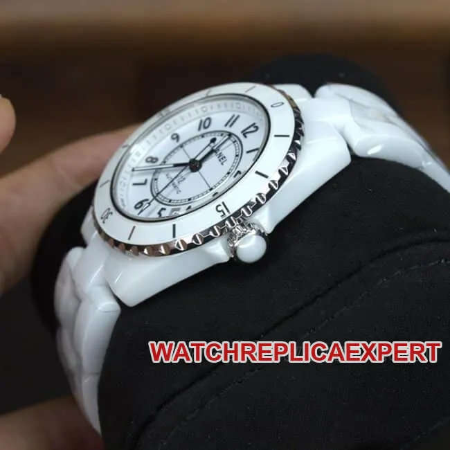 BV factory top Chanel J12 series ceramic women's watches white disk rubber band automatic mechanical watch buckle figure
