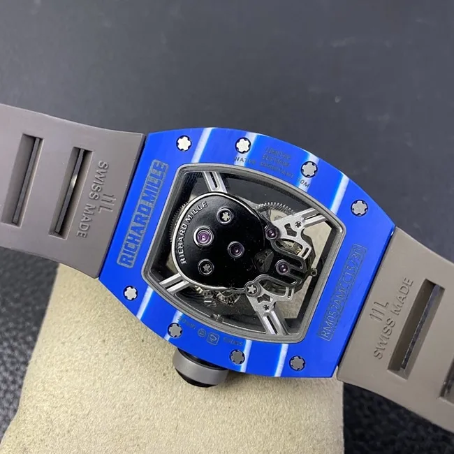JB factory top-tier watch Richard Mille genuine tourbillonRM52-01 men's white dial black rubber strap mechanical watch side view