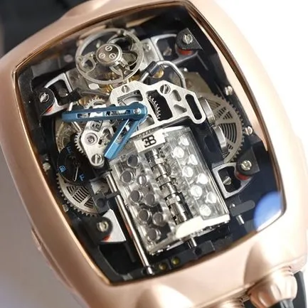 top-tier Bugatti Veyron high-quality watch men's black dial black rubber strap mechanical Czech Leopard watch side view