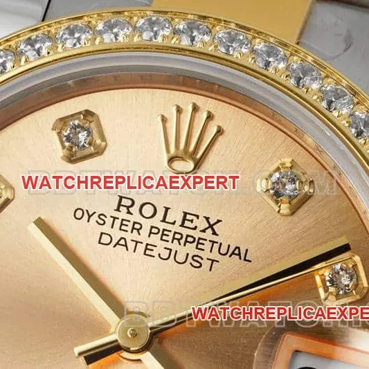 ARF FactoryRolex log top-tier gold plate diamond bezel31mm gold three-lattice chain link 278383caseback live photo