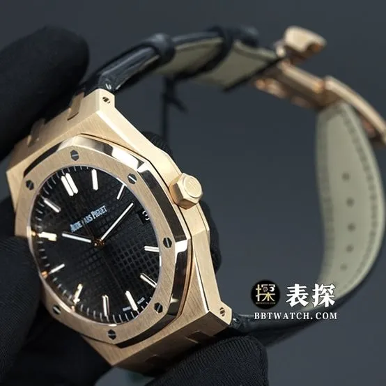APS factory Audemars PiguetRoyal Oak15500top-tier 1:1super watch men's black dialleather strap pictures and prices clasplive photos