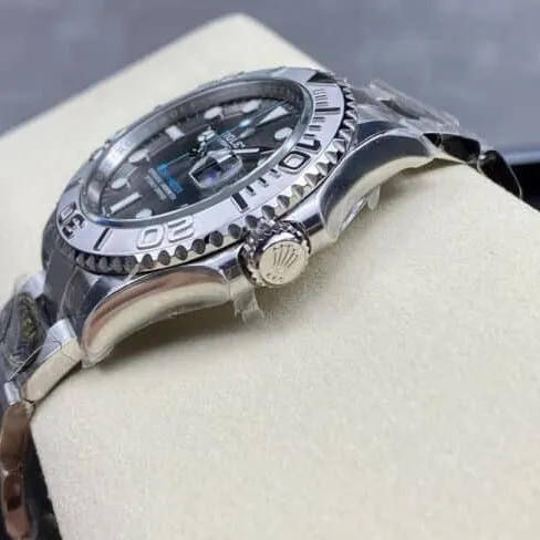 Top C factory Rolex Yacht-Master series black dial 3235 movement 904 stainless steel watch front view