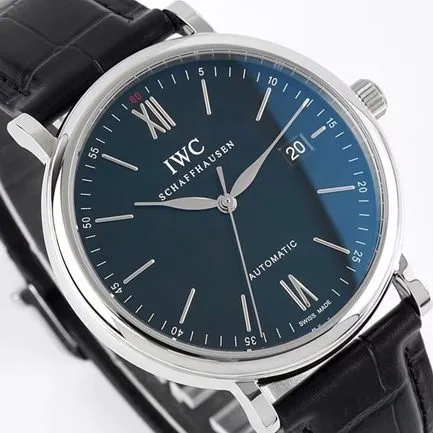 ZF Factorytop-tier watch IWC blue dial black belt automatic movementleather strap strongest Portofino series watch bracelet picture