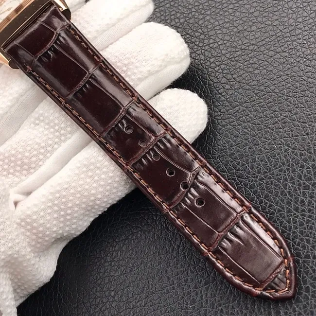 MG factory Jaeger-LeCoultretop-tier watch men's white dial brown belt flip series automatic manual mechanical leather strap watch side view