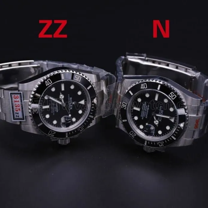 Rolex Black Submariner Watch ZZ Factory Challenges N Factory V10s: Comparison Review with Caseback Photos