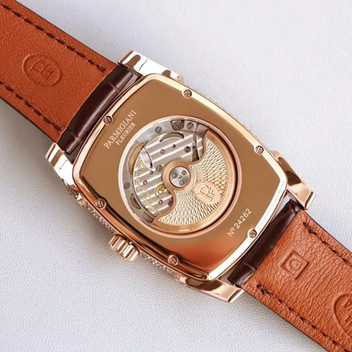 Top-tier watch Parmigiani Fleurier men's gold plate KALPA series fully automatic movementleather strap watch front view