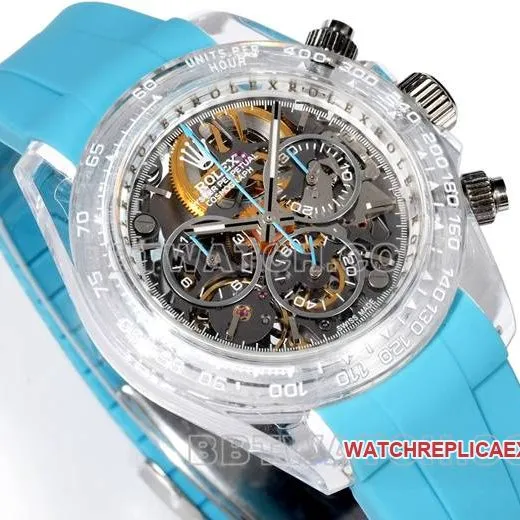 watch TW factory DaytonaRolex transparent case blue rubber braceletside live photo