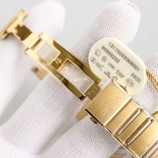 top-tier replicaOmega fifth generation constellation series white dial gold and silver steel bracelet men's watch side view