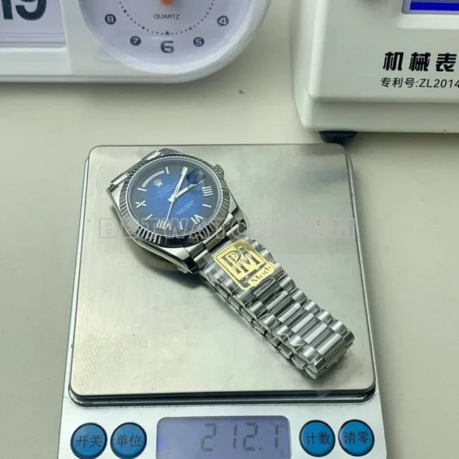 collectible watch PPM factory blue black dial Roman numerals Rolex Day-Date mechanical braceletlive photos
