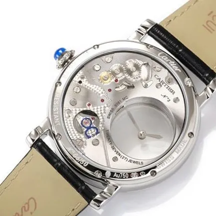 top-tier watch Cartier men's white dial black belt fully automatic movementleather strap watch front view