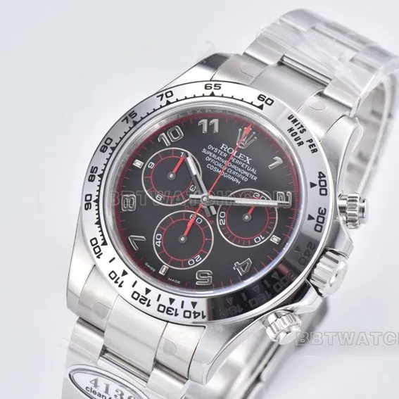 C Factory Rolex Daytona1:1super cloneblack dialsteel bracelet model 116509-78599side live photo
