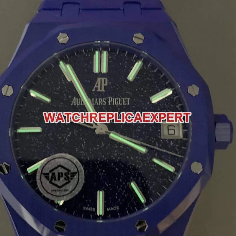APS factory Audemars PiguetRoyal Oaktop-tier 1:1high-quality starry sky disk blue ceramic15500lumelive photos