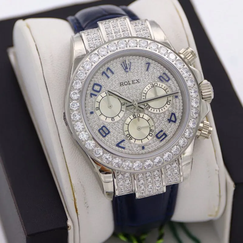 Rolextop-tierhigh-quality watchDaytona series pavé 116599 baby's breath leather strap men's mechanical watch clasp picture