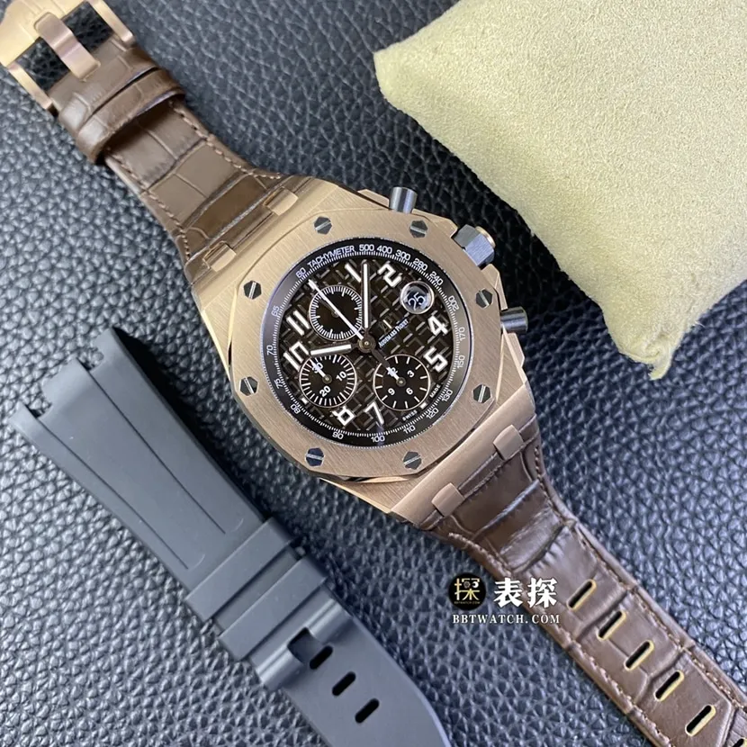 APF factory Audemars PiguetRoyal Oak offshore type 26470 top-tier watch men's coffee panda plate leather strap model pictures and prices clasplive photos