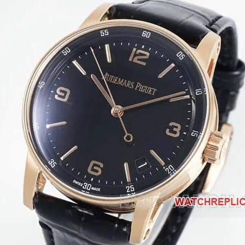 APSAudemars PiguetCODE1:1super cloneblack dialrose gold shell leather strap model 15210caseback live photo