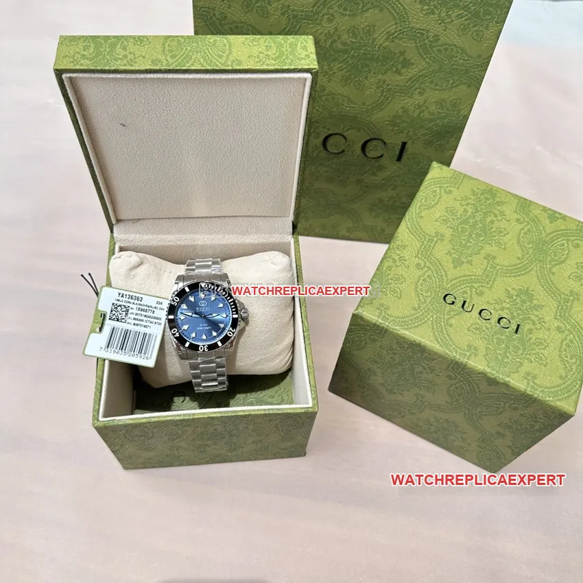 Gucci 1:1super clone2024 new blue dialsteel bracelet model YA136362caseback live photo