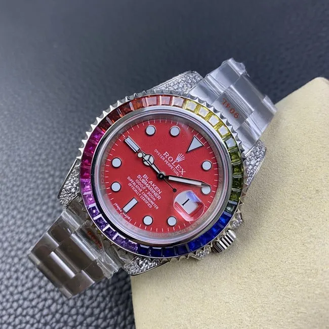 Rolextop-tier fully automatic movementSubmariner series red plate steel bracelet watch back cover picture