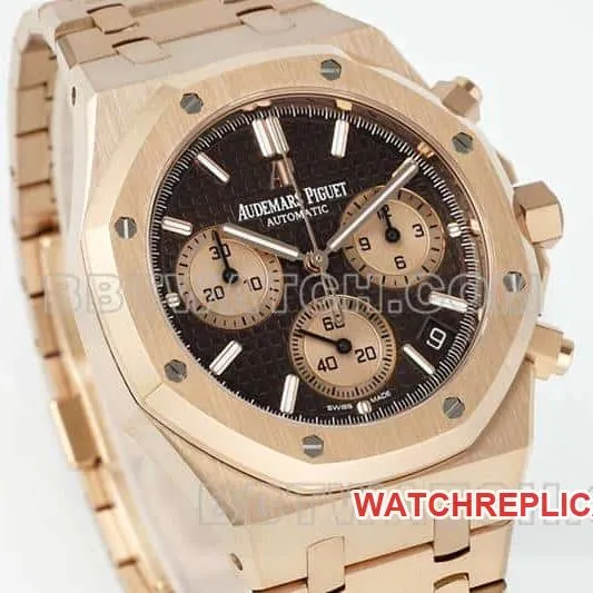 APS factory Audemars PiguetRoyal Oak1:1super brown disk chronographrose gold26240caseback live photo