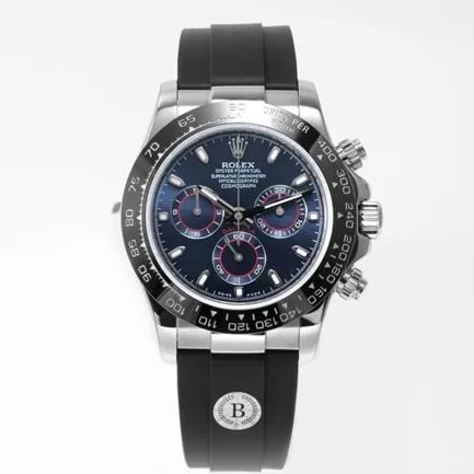 top-tier Rolex men's blue dialrubber strap Cosmograph Daytona automatic movement watch side view