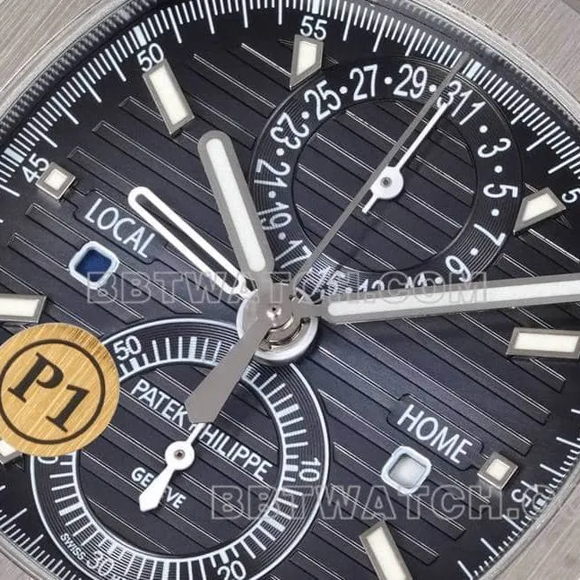 Sporty elegant top-tier watch P1 factory Patek Philippeblue dial mechanical steel bracelet model 5990caseback live photo