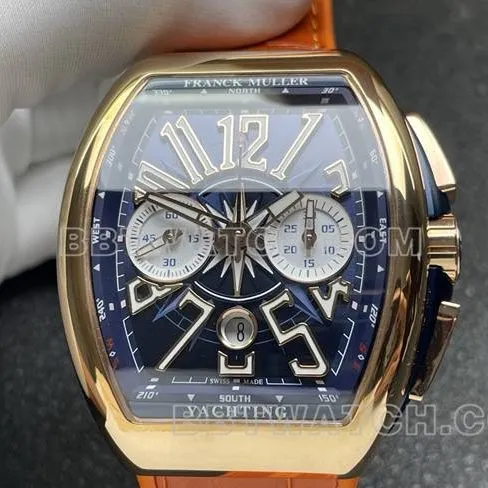 collectible watch Frank Muller ABF factory V45 blue dial gold case leather braceletclasp live photos