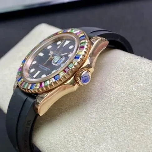 top-tier watch Rolex European customized version of jelly bean circle yacht five-color diamond diving men's watch front view