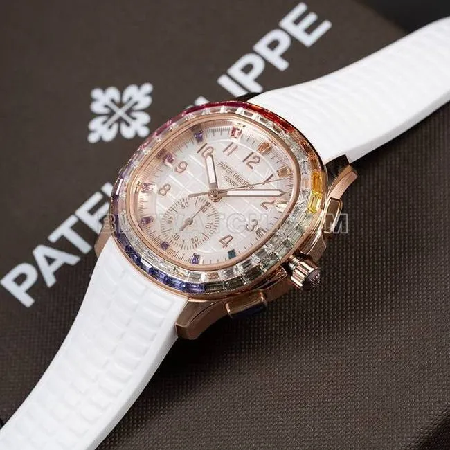 collectible watch PPM factory Patek PhilippeAquanaut mechanical white rubber braceletside live photo
