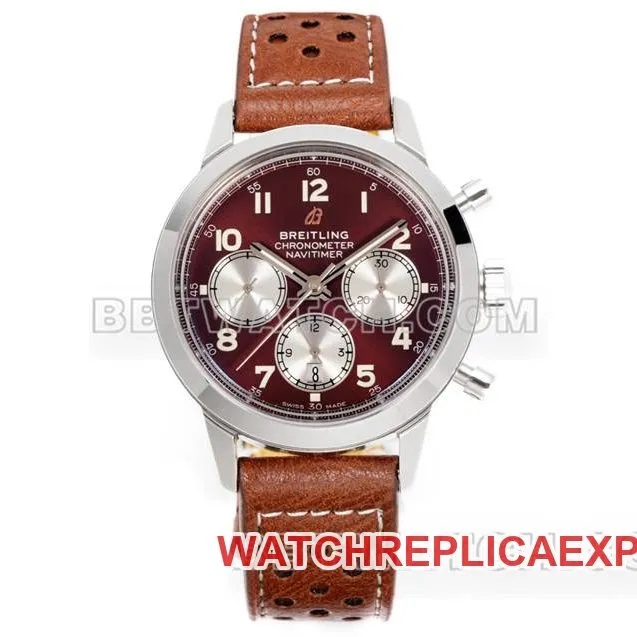 Breitling's collectible watch BLS factory Yueyang red brown plate 41mmchronograph7750movementleather strap model clasplive photos