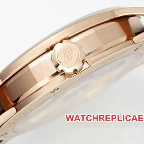 APSAudemars PiguetCODE1:1super cloneblack dialrose gold shell leather strap model 15210side live photo