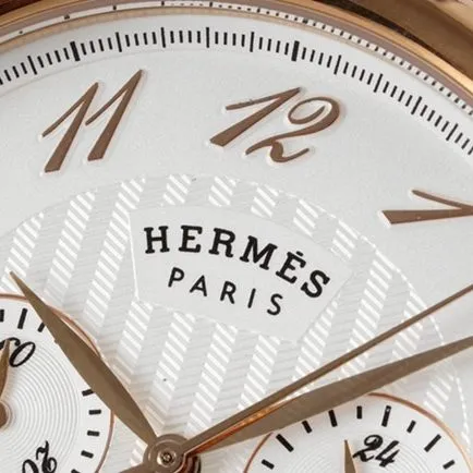 Top Hermes men's white dial brown strap quartz leather strap watch side view