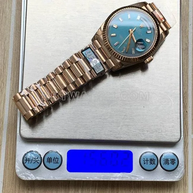 collectible watch QF factory Day-DateRolex ice blue dialrose gold2836 mechanical 36mmclasplive photos