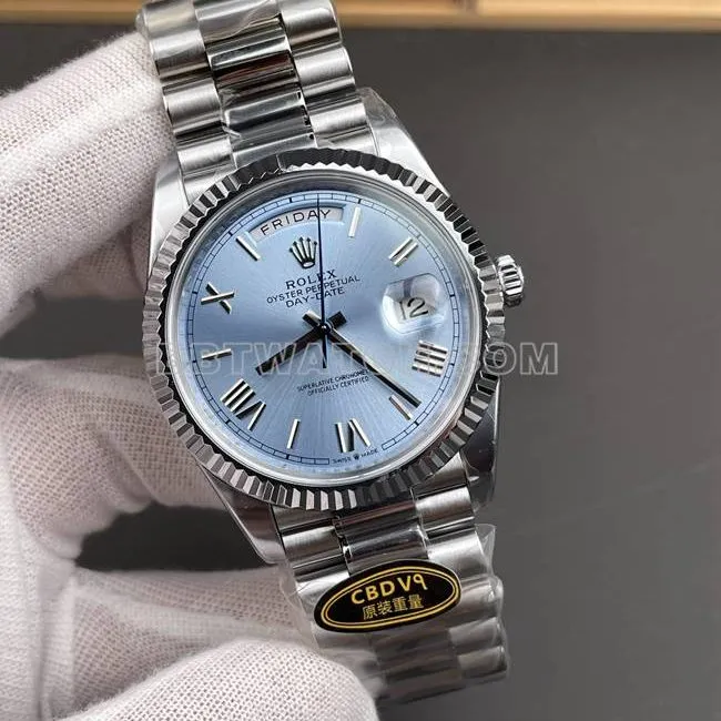 collectible watch CBD factory Day-DateRolex3255 mechanical ice blue dial40mmfront live photo