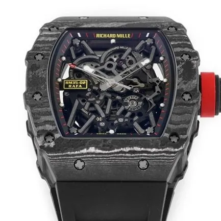 ZF FactoryRichard Milletop-tier watch automatic movement men's black dial black rubber strap watch front view
