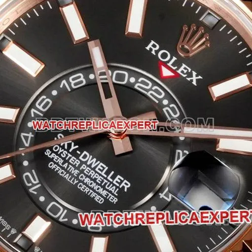 collectible watch RolexAR+ factory pilot black dial mechanical rose goldcaseback live photo
