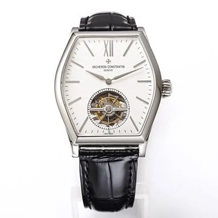 VCR factory Vacheron Constantintop-tier watch men's Maltese tourbillonwhite dial black belt fully automatic movementleather strap watch clasp picture