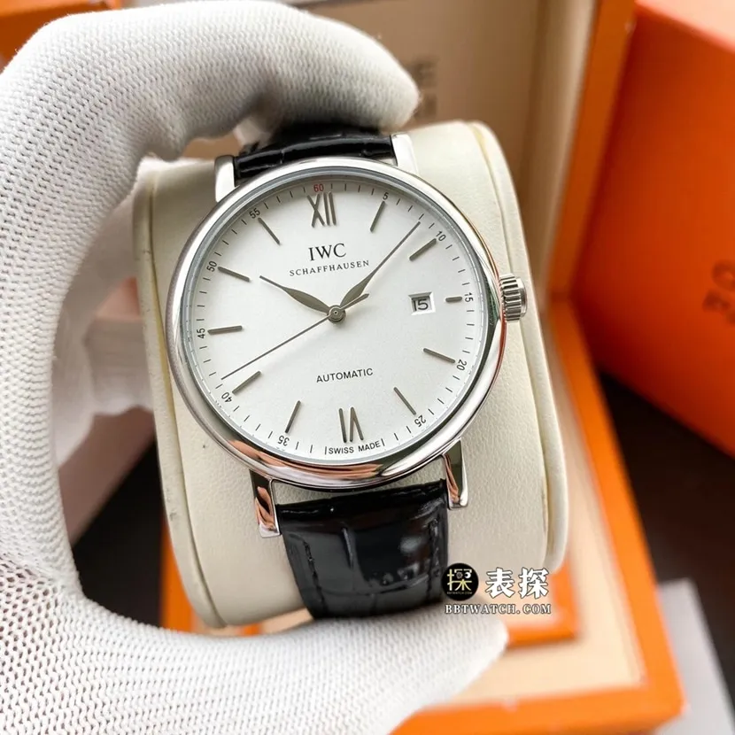 IWC Portofino top-tier high-quality watch men's silver white leather strap model pictures and prices front live photo