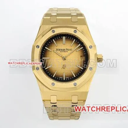 top-tier watch ZF FactoryAudemars PiguetRoyal Oak smoked yellow gold plate 16202front live photo