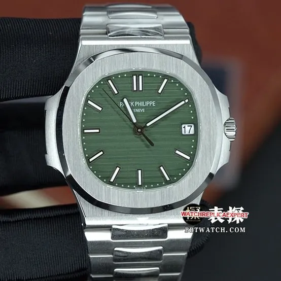 3k factory top-tier watch Patek Philippe men's green dialsteel braceletNautilus series mechanical watch clasplive photos
