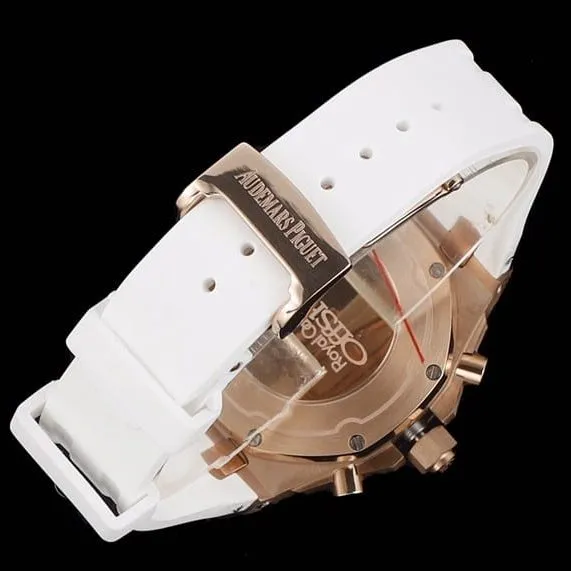 top-tier watch Audemars PiguetAudemars Piguet Royal Oak women's multifunctional chronograph white dial mechanical watch movement picture