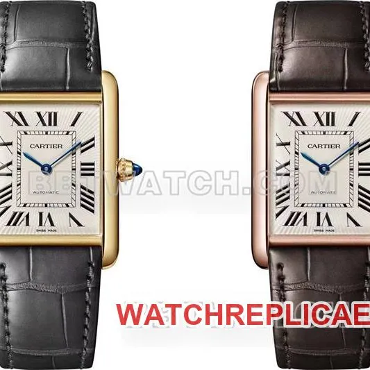 Cartier watch F1 factory tank white dialyellow gold case 2899MCmovementleather strap model movementlive photos