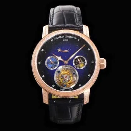 Big factory high-quality Vacheron Constantin inheritance 89010 starry sky series carved shell true flywheel men's watch movement picture