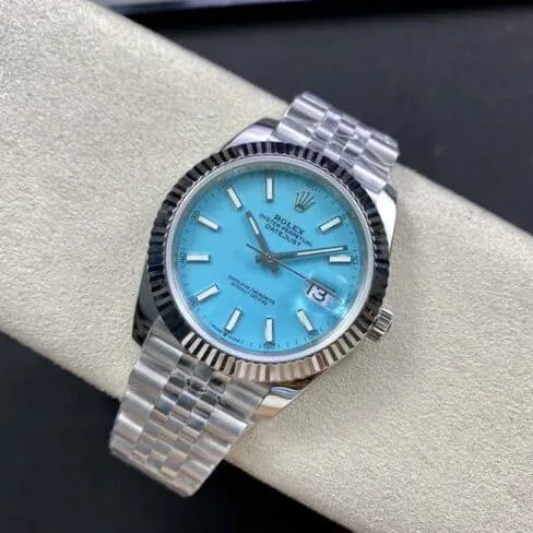 top-tier replica2022 official new product color Rolex Tiffany Blue Datejust41mm men's mechanical watch front view