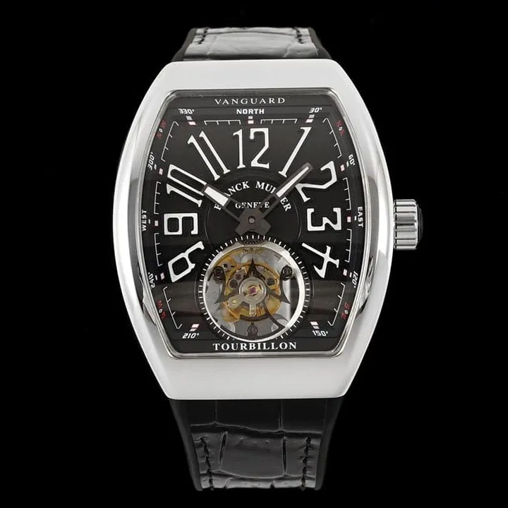 RMS factory Frank Muller men's top-tier 1:1high-quality watch black dial flywheel leather strap model V45side live photo