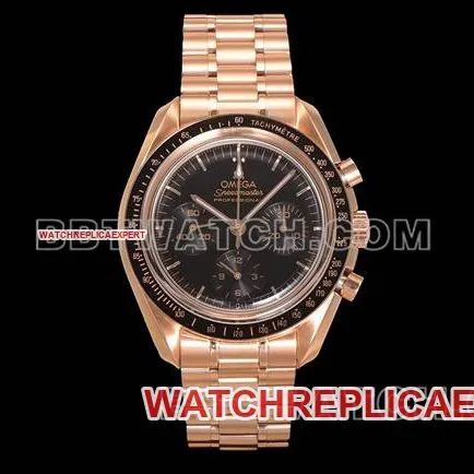 top-tier watch Speedmaster N1 factory Omegablack dialrose goldsteel bracelet model clasplive photos