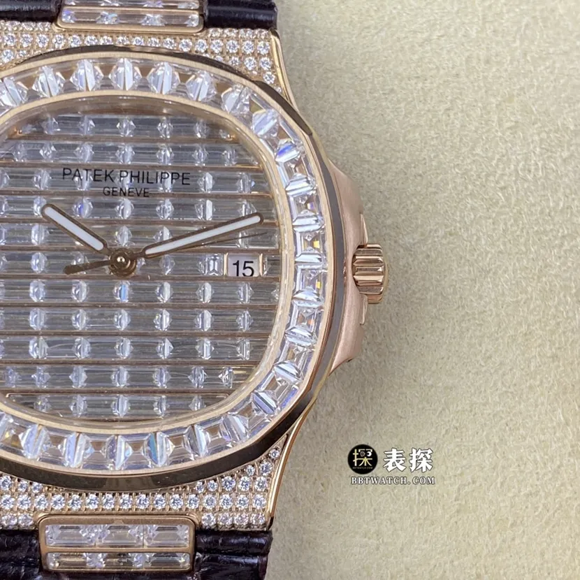 GS factory Patek Philippe sporty and elegant watch men's diamond plate leather strap model pictures and prices side live photo