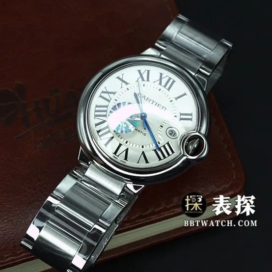 AF FactoryCartier blue balloon watch men's white dial blue needle steel bracelet model pictures and prices caseback live photo