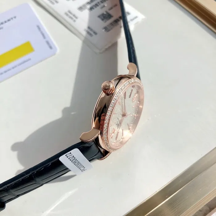 top-tier watch IWC women's white dial Portofino mechanical leather strap watch side view
