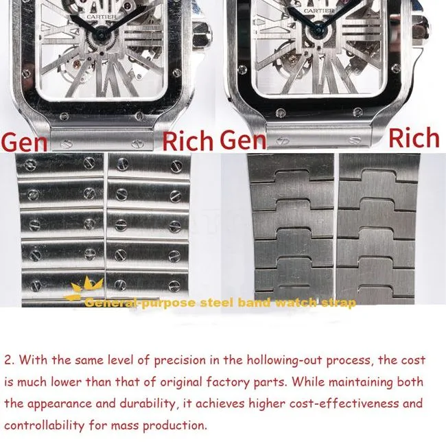 RF factory Cartier hollow Santos top-tier watch comparison Genuine difference